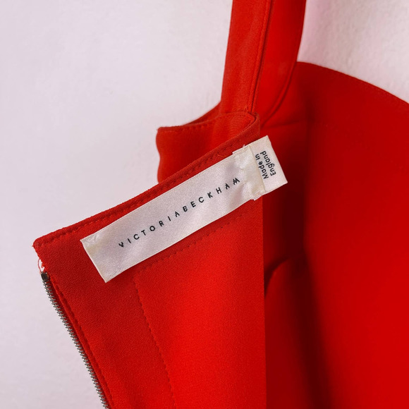 Victoria Beckham Red Crepe Knee Length Elegant Party Dress Fitted Women's US 6 - Picture 6 of 15